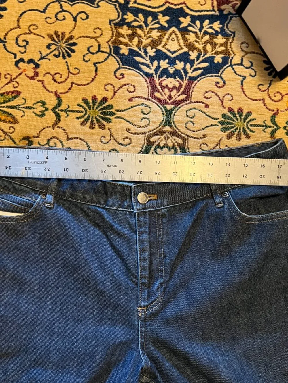 J.Jill Authentic Fit Below waist Wide Leg Jeans Sz 16 Reg Blue Stretch Denim - Picture 7 of 14